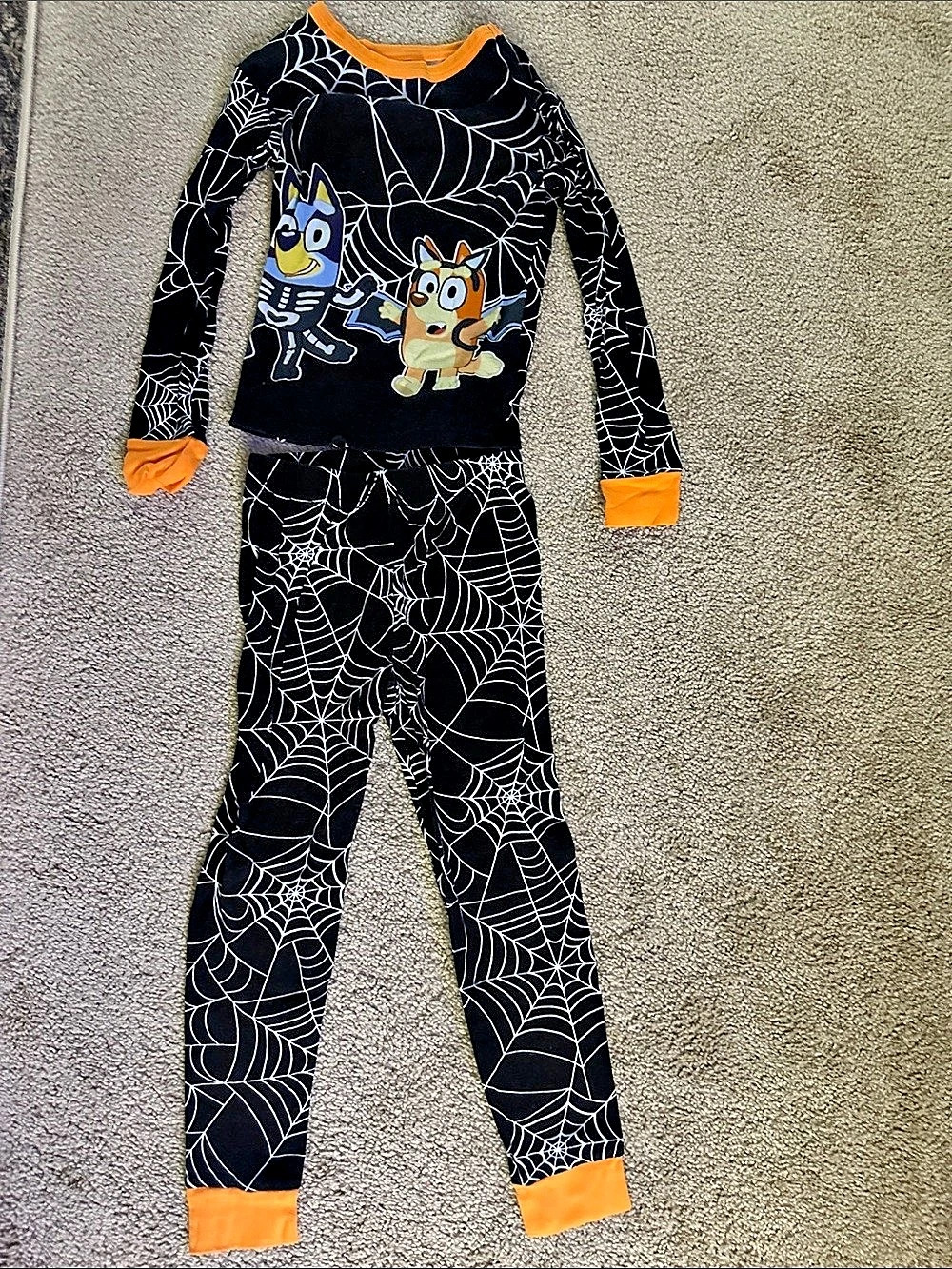 Bluey and Bingo Halloween Spiderweb Pajama Set Boys 6